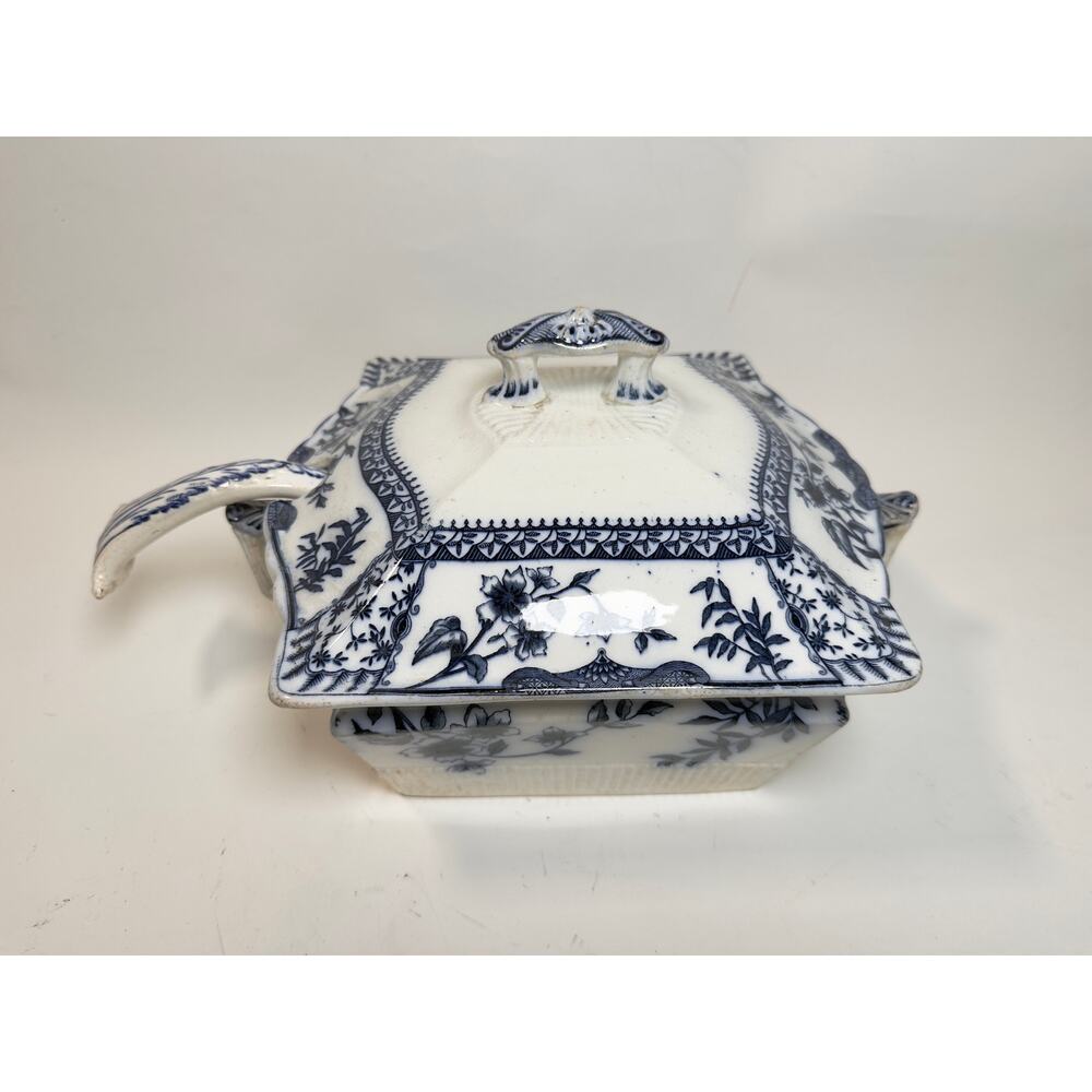 1880’s Transferware Ridgways Litchfield Porcelain Covered Soup Tureen w/Ladle